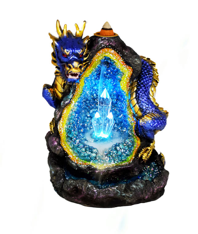 Blue Dragon Backlow Incense Burner with LED Lights